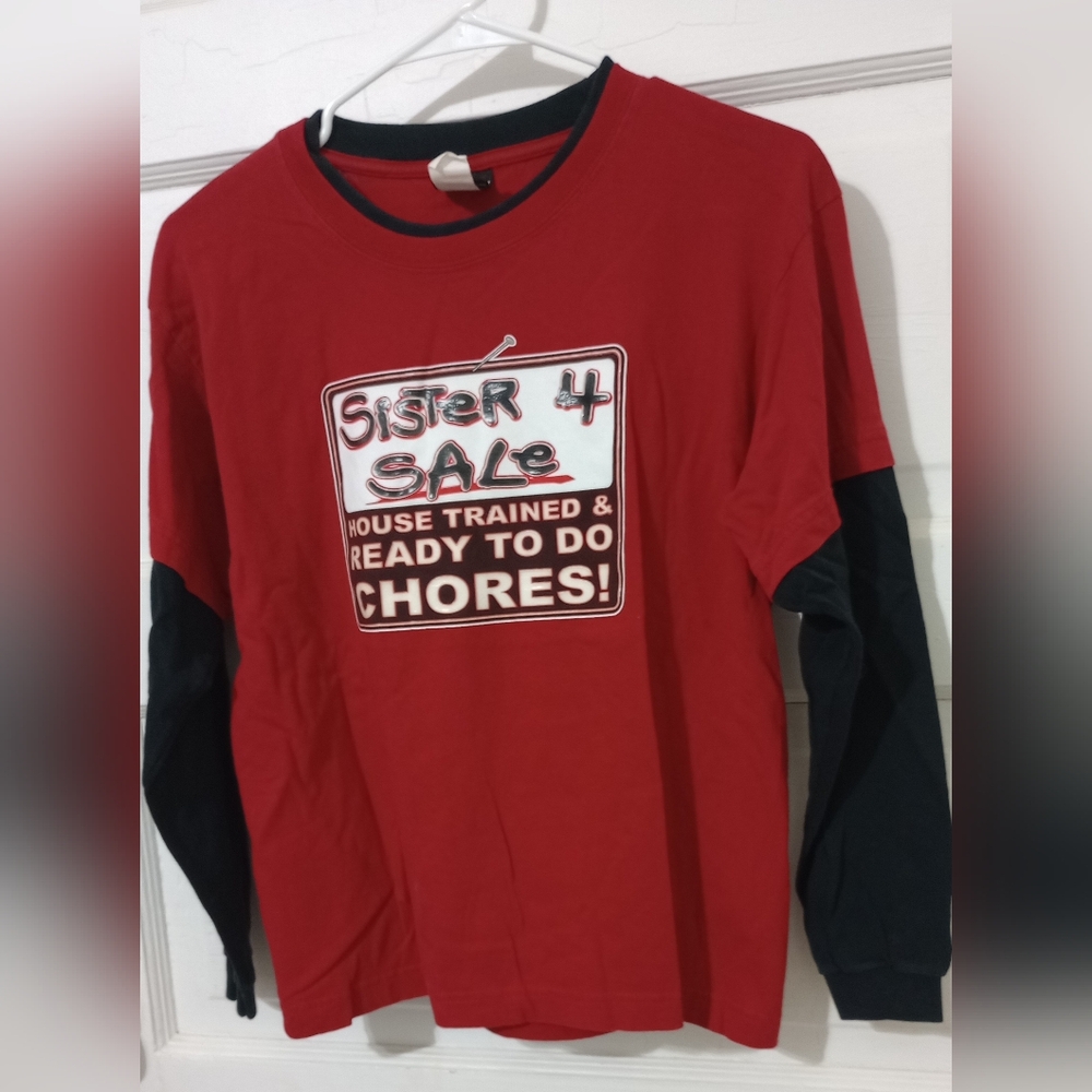 Hybrid Tees-Red and Black Graphic Long Sleeve Shirt